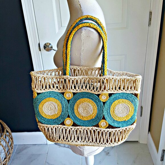 Boutique Handbags - NEW! BOHO Woven JUTE TOTE BAG